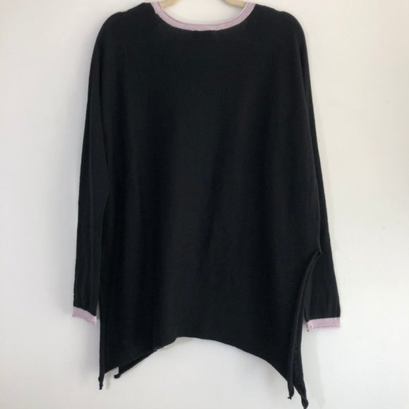 New Cloth by Design Convertible Tie Side Slit Sweater Black Purple Size Medium - Picture 8 of 16